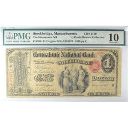 1865 $1 NATIONAL STOCKBRIDGE, MA #1170 PMG VG-10
