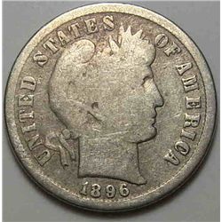 1896-S Barber Dime Good to VG Semi-Key