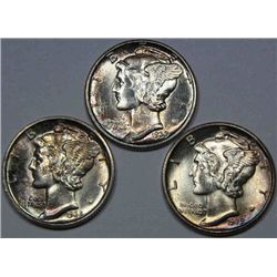 1938-D; 1939 and 1939-D Mercury Dimes Choice Unc