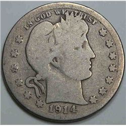1914-S Barber Quarter Key Date