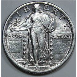 1917 Type 2 AU Standing Liberty Quarter