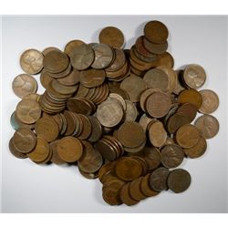 189 WHEAT CENTS 1958 AND OLDER, BIG BAG OF FOREIGN COINS WITH SILVER COINS!
