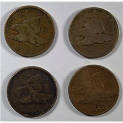 4- FLYING EAGLE ONE CENT : DAMAGED 1858, 1857 G, 1858 LL AG-G, 1858 S.L. G