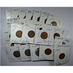 TYPE LOT: 13 LIBERTY NICKELS AVG CIRC, 17 PCS AVG CIRC INDIAN ONE CENT, 5-