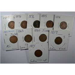 INDIAN ONE CENT LOT ALL BETTER DATES: 1884 VF, 1859 G-VG, 1860 VF, 1863 G-VG,