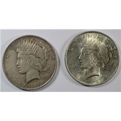 PEACE DOLLAR: 1922 XF, 1922 AU