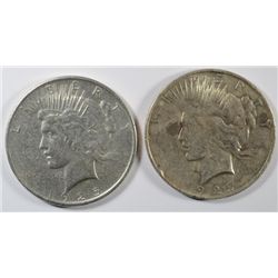 PEACE DOLLAR: 1925 F, 1927-D XF RIM NICKS