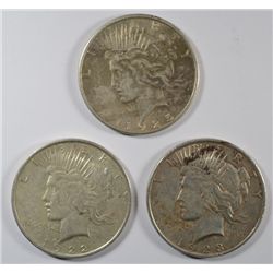 PEACE DOLLAR: 1925 XF, 1923 XF, 1922-D XF