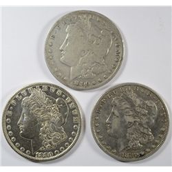 MORGAN DOLLAR: 1890-O VG, 1880-S XF, 1880-O VF