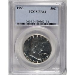 1953 FRANKLIN HALF DOLLAR PCGS PROOF 64