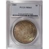 Image 1 : 1881 MORGAN DOLLAR PCGS MS64, AMAZING COLOR!