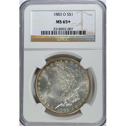 1883 O MORGAN DOLLAR NGC MS 65+ BLAST WHITE
