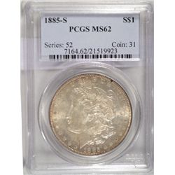 1885-S MORGAN DOLLAR PCGS MS62