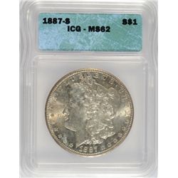 1887-S  MORGAN DOLLAR ICG MS62  VERY NICE