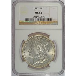 1887 MORGAN DOLLAR NGC MS64 WHITE