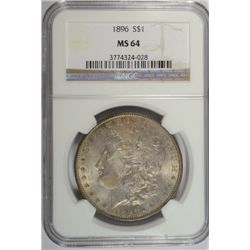 1896 MORGAN DOLLAR NGC MS64 COLOR!