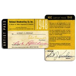 Bob Keeshan Signed 1948 NBC ''Artist Pass'' -- From His ''Howdy Doody'' Season Debut
