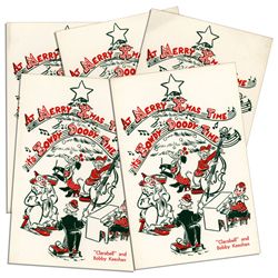 Bob Keeshan Christmas Cards From His Days on ''Howdy Doody'' as ''Clarabell the Clown'' -- Lot of 5 