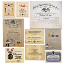 Lot of 11 Certificates Awarded to Captain Kangaroo's Bob Keeshan -- Spanning 1952 Through 1999