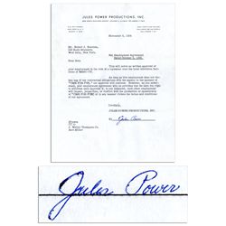 Bob Keeshan ''Tinker's Workshop'' 1954 Contract Signed by Legendary Producer, Jules Power -- The Pro