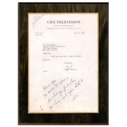 Bob Keeshan Autograph Note Signed to His Manager -- Cryptic 1955 Note Likely Relates to the Fierce C