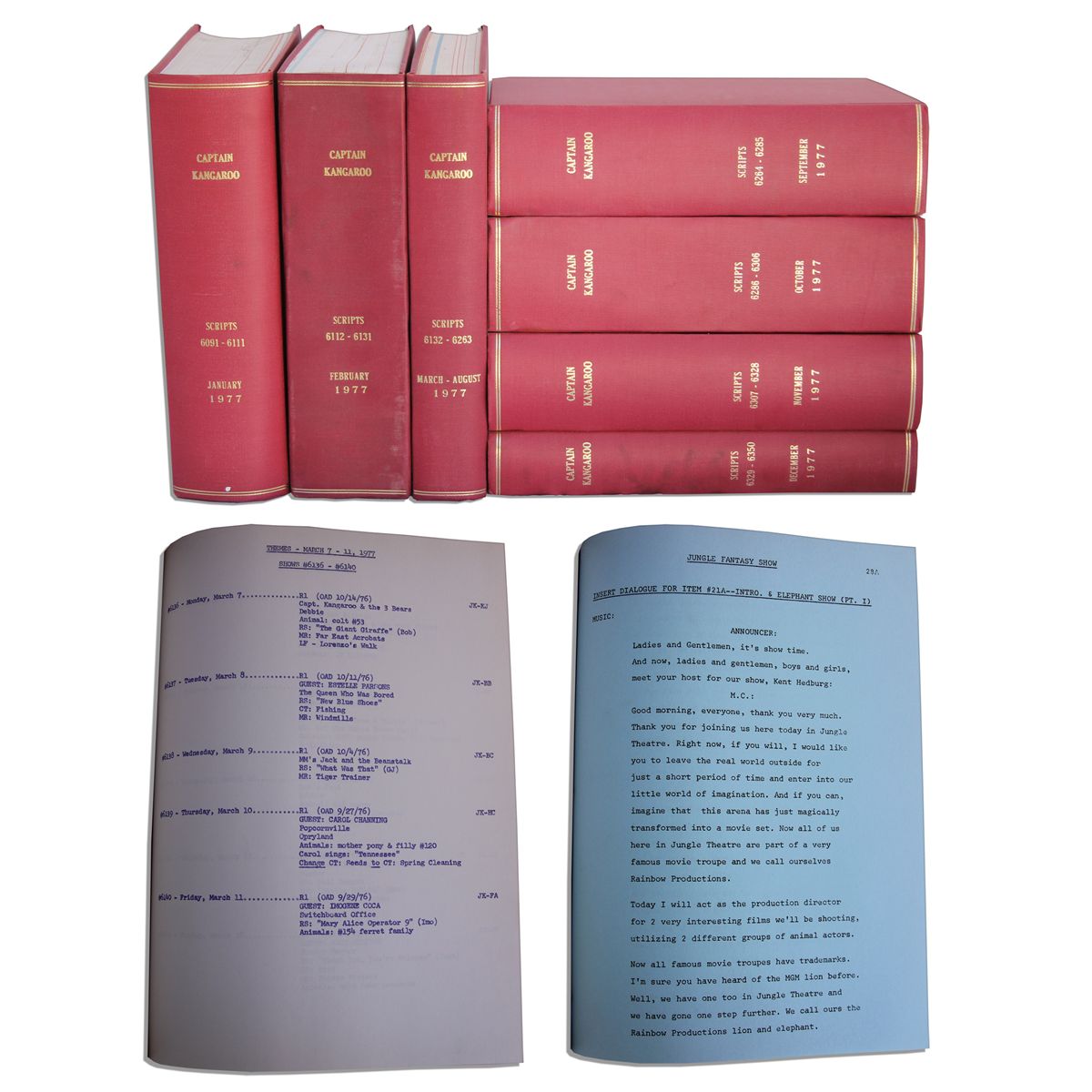 Scripts for Entire Emmy Nominated 1977 Season of Captain Kangaroo