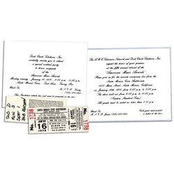 Bob Keeshan Invitation and Unused Ticket to 1978 American Music Awards
