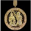 Image 1 : PENDANT: Unisex 10ky religious motif cubic zirconia pendant; image of John the Baptist baptizing Jes
