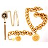 Image 1 : BRACELET:  [1] Gold plated Versace link chain bracelet with 1 Medusa charm; adjustable 7"s to 9"s NE