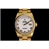 Image 1 : ROLEX: Men's 18ky Rolex O.P. Day Date wristwatch; white dial w/ gold Romans; fluted bezel, syn saph 