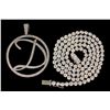 Image 1 : PENDANT: Men's 14kw open circle script initial "D" diamond pendant; 284 rb dias, 1.5mm to 2.1mm = es