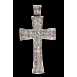 PENDANT: Men's 12kw  invisible  set diamond cross pendant; 445 sq prin dias, approx 1.7mm = est 13.3