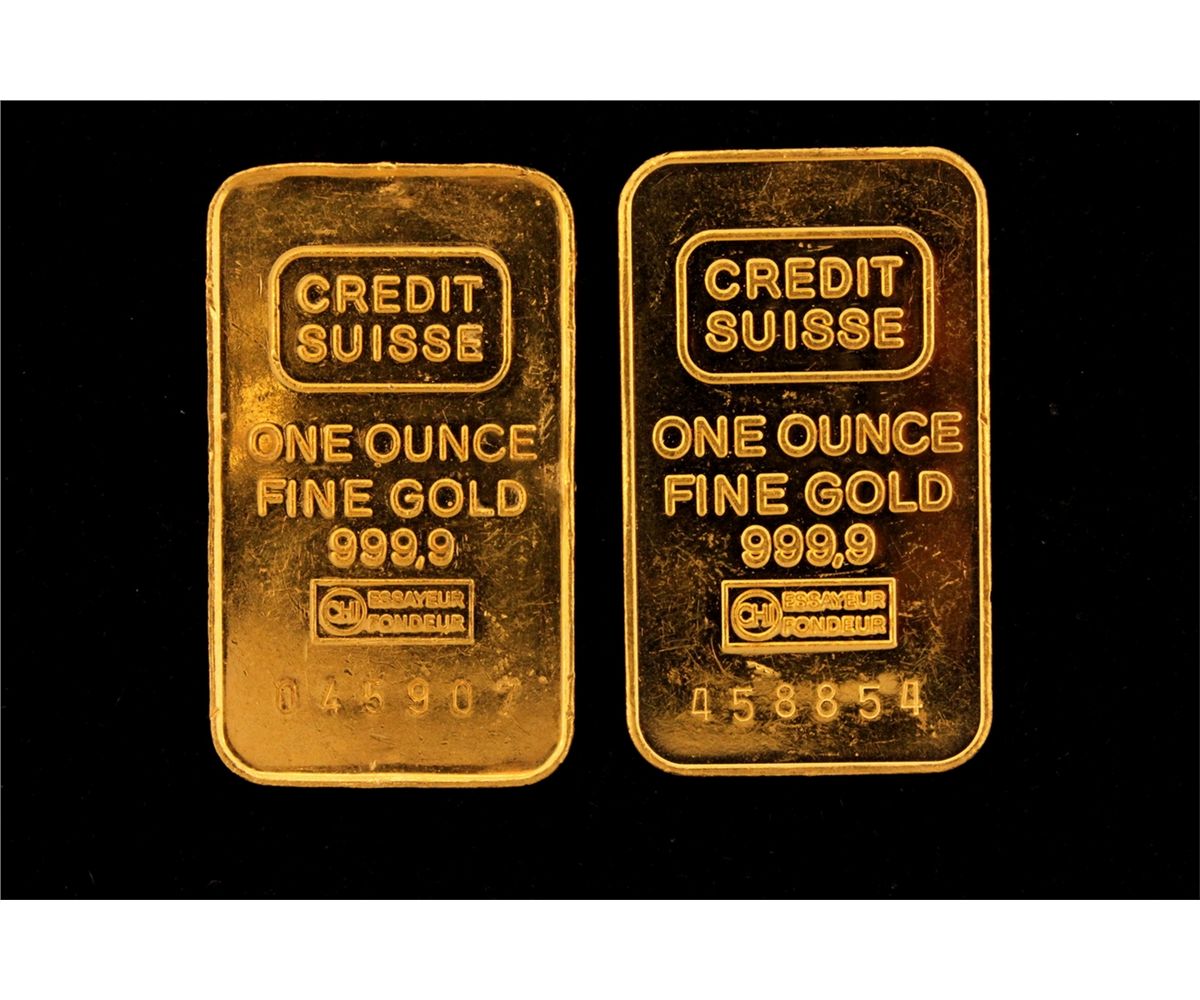 GOLD [2] Credit Suisse 999.9 gold bars, 1 oz. each