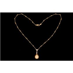 NECKLACE:  [1] 14KYG fancy link chain Na Hoku necklace with an attached pendant set with 5 rd diamon