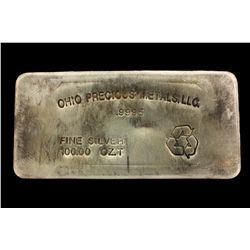 BULLION: US Ohio Precious Metals LLC 100 troy ounce 9995 fine silver bar; no serial number.
