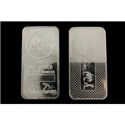BULLION: Ten (10) US SilverTowne 10 troy ounce 999 fine silver bars; no serial numbers.