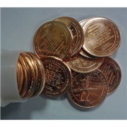 ONE ROLL ( 20 ) ONE OUNCE .999 COPPER ROUNDS FEATURING  THE 2nd AMENDMENT