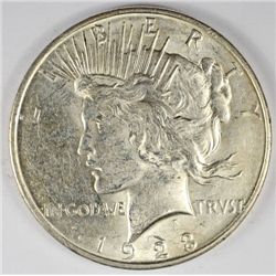 1923-D PEACE SILVER DOLLAR, MS-62  WHITE