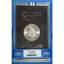 1884-CC MORGAN SILVER DOLLAR, GSA WITH ORIGINAL BOX AND COA,  NGC MS-64