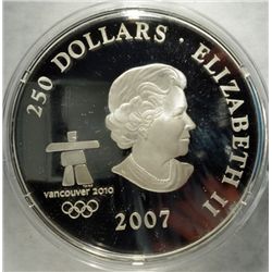 2007 $250.00 CANADA OLYMPICS SILVER COIN WITH COA #1284 OF 2,500 MADE!