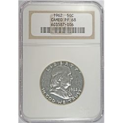 1962 FRANKLIN HALF DOLLAR, NGC PROOF 68 CAMEO!!
