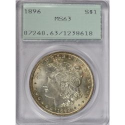 1896 MORGAN DOLLAR PCGS MS63 RATTLER HOLDER