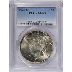 1926-S PEACE DOLLAR PCGS MS63 WHITE
