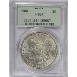 1900 MORGAN DOLLAR PCGS MS64 GREEN LABEL BLAST WHITE, ITS MS