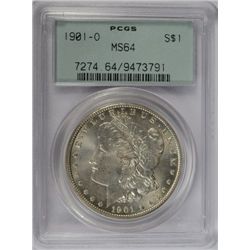 1901-O MORGAN DOLLAR PCGS MS64 GREEN LABEL, LOOKS MS65 TO US!