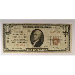 1929 $10 NATIONAL CHARLOTTE, NC #9164