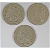 Image 1 : ( 3 ) THREE CENT NICKELS: 1865 XF/AU, 1865 FINE, 1865-VG
