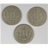 Image 2 : ( 3 ) THREE CENT NICKELS: 1865 XF/AU, 1865 FINE, 1865-VG