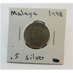 1948 Malaya 20 cents *.5 Silver*   XF