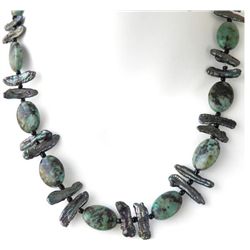 Handcrafted Turquoise bead & Pearl Stick Necklace